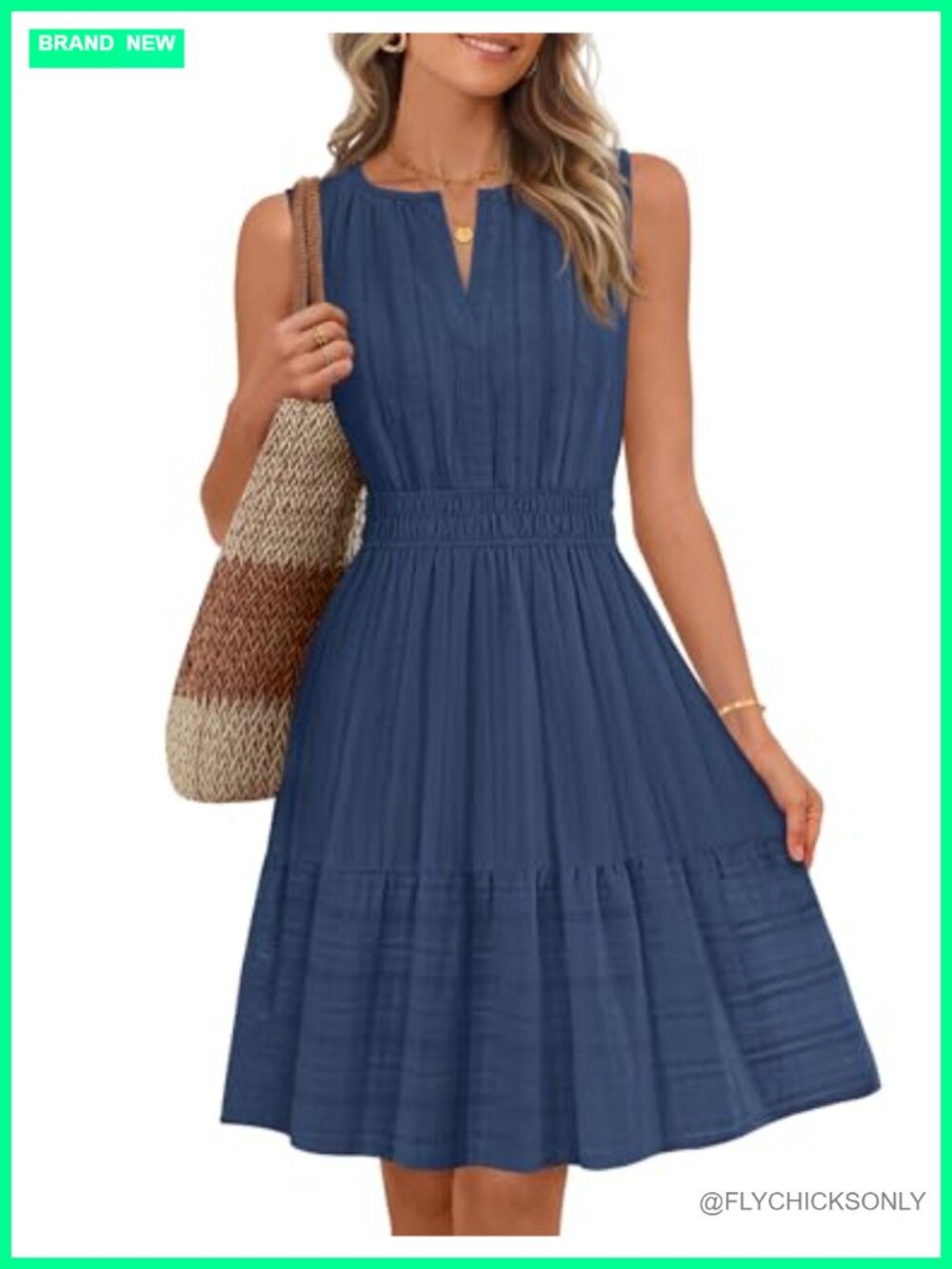 Sleeveless Mini Sundress with Pockets, Cotton Linen, Flowy